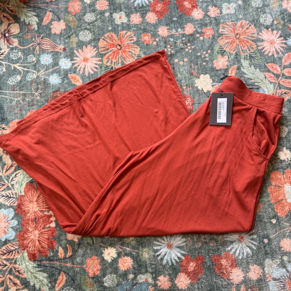 Urban Mango Rust Orange Wide Leg‎ Palazzo Pants Large NWT Jersey Knit Lounge